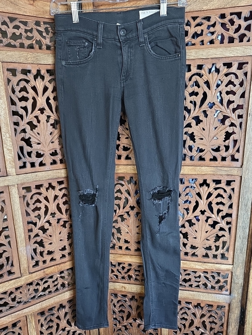 rag & bone Black Distressed Skinny Jeans